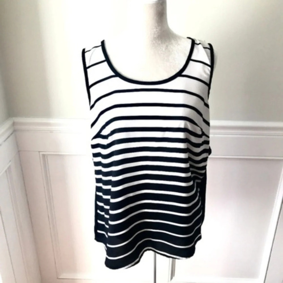 Nordstrom Gibson Black White Sheer Back Tank Top M - Picture 1 of 8
